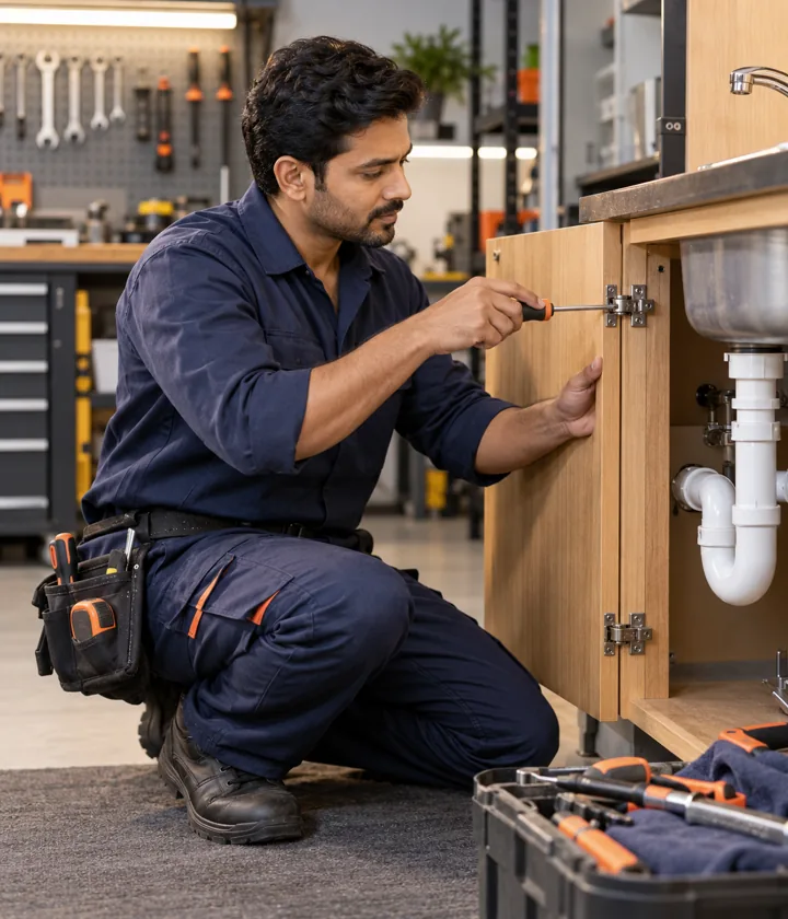 Maintenance craftsperson carrying out repairs