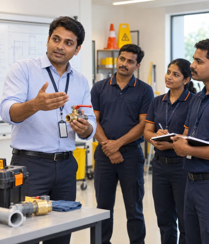 Training manager leading a practical session